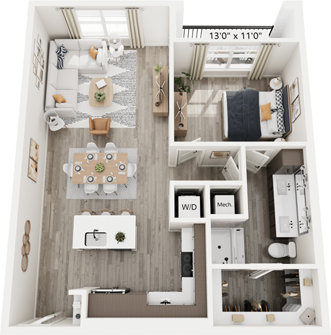 a 2 bedroom floor plan with a bathroom and a living room
